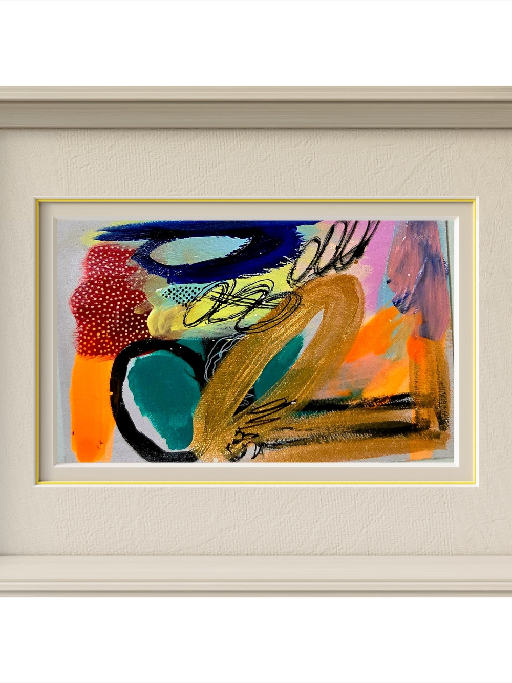 Abstract Contemporary Art in Teal, Gold & Orange